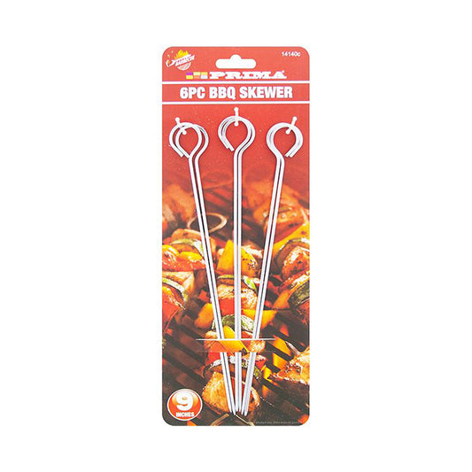 Chrome 9" BBQ Skewers (Pack of 6) - Indoor Outdoors