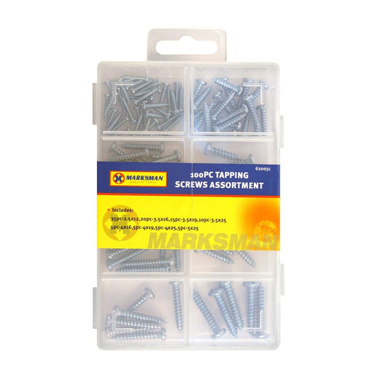 Assorted Tapping Screws Box (100pcs) - Indoor Outdoors