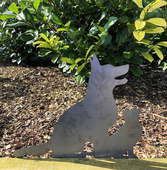 Bellamy Rustic Steel Garden Art Metal Cats & Dogs Ornaments - Indoor Outdoors
