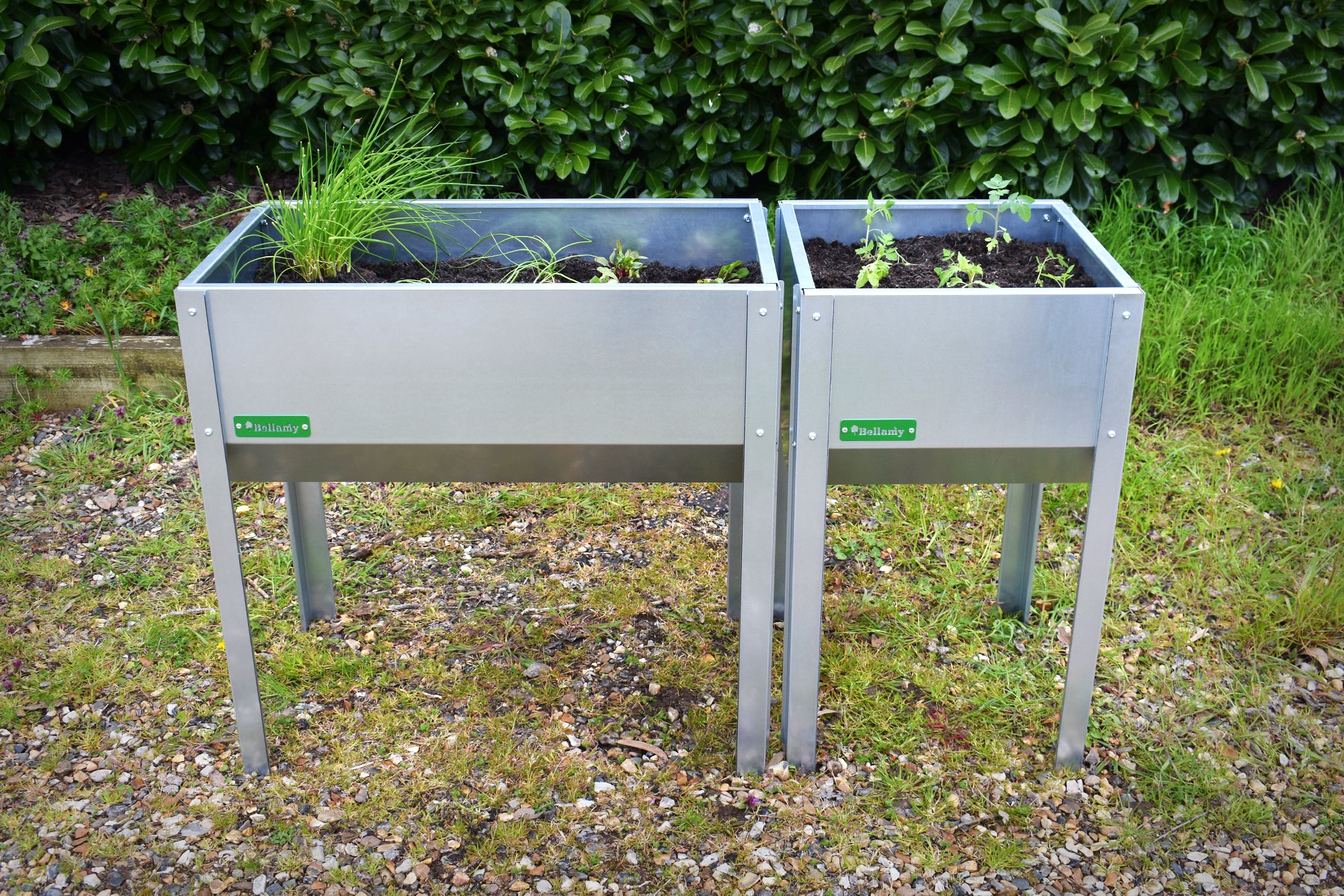 Bellamy Galvanised Steel Trough Standing Planter with Legs (2 Sizes Available) - Indoor Outdoors