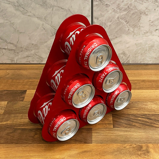 Soda Can Drinks Pyramid Rack (Silver,6 Can Capacity) - Indoor Outdoors