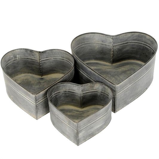 Metal Heart Containers, Set of 3