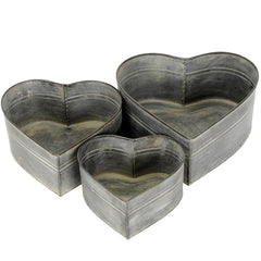 Metal Heart Containers, Set of 3