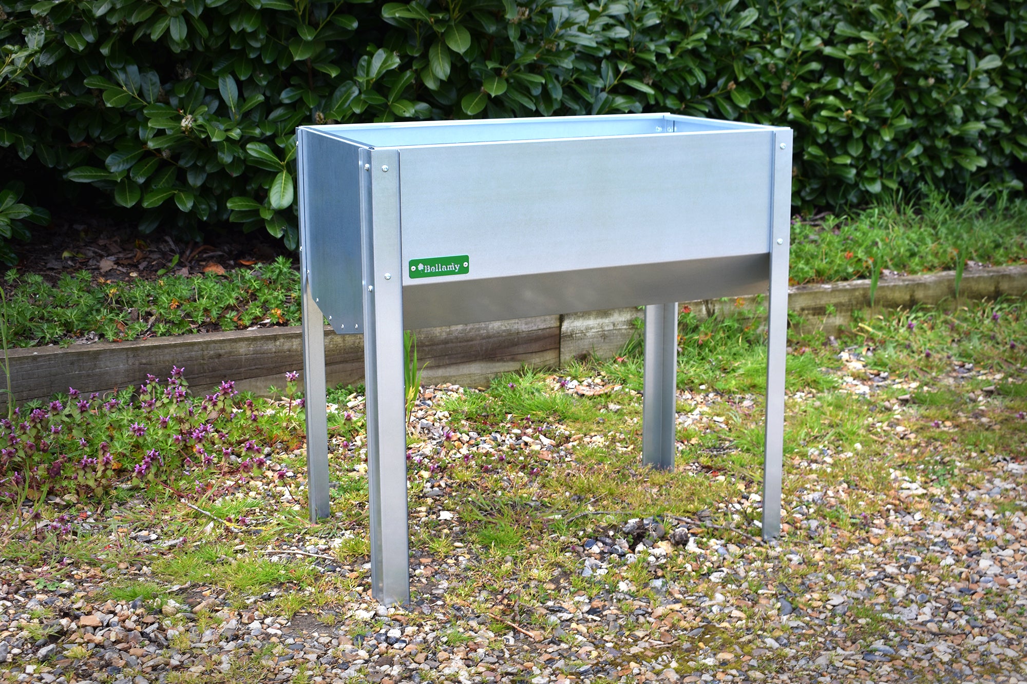Bellamy Galvanised Steel Trough Standing Planter with Legs (2 Sizes Available) - Indoor Outdoors
