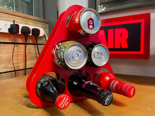 Soda Can Drinks Pyramid Rack (Silver,6 Can Capacity) - Indoor Outdoors