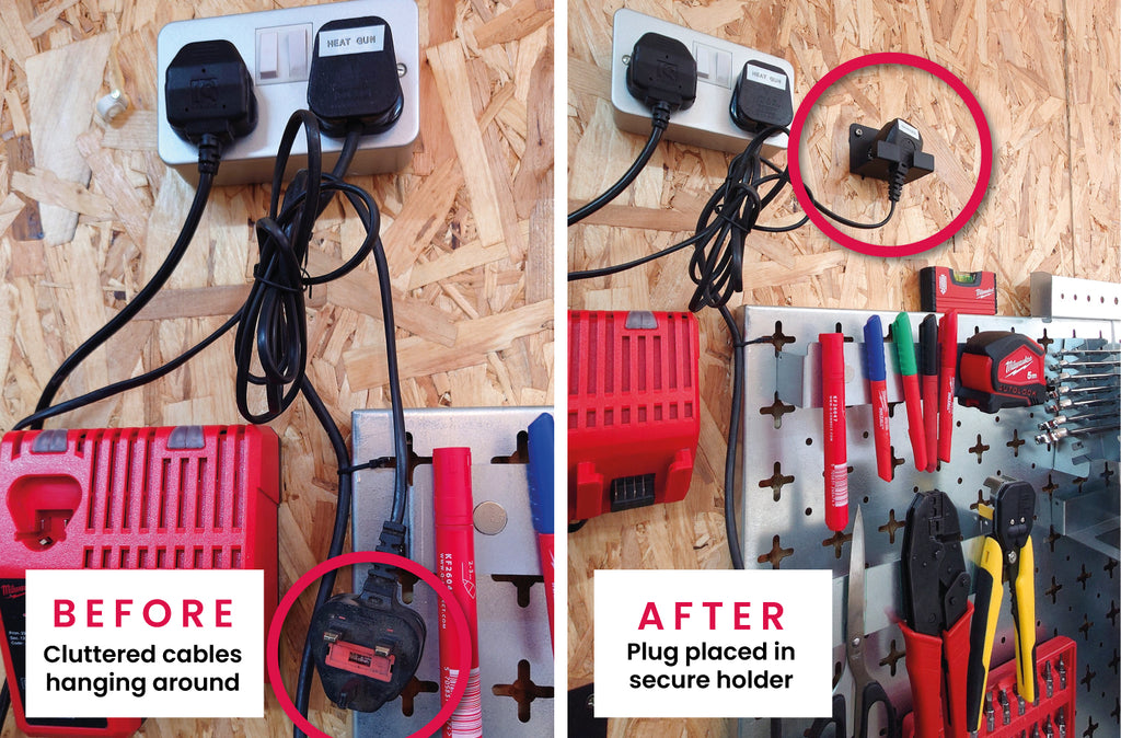 Plug Holder Easy Wall Mounting Keep Cables Safely Off Ground