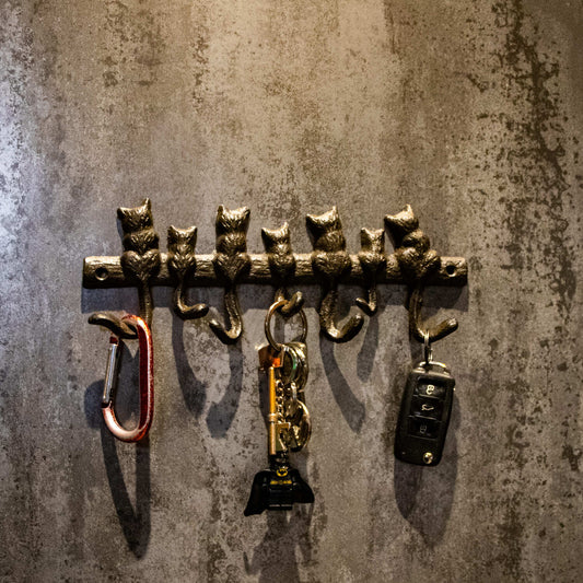 Cast Iron Cat Tail Coat Hook Rack
