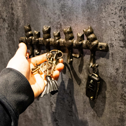 Cast Iron Cat Tail Coat Hook Rack