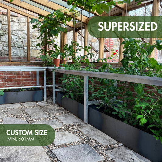 Super-Size Custom Rectangular Rustic Steel Planter - Over 601mm