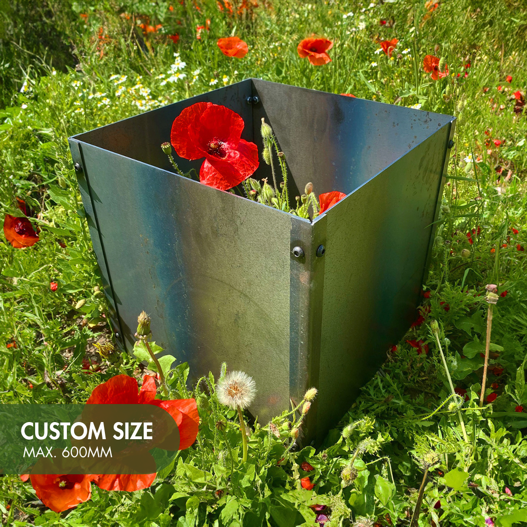 Custom-Size Cubic Rustic Steel Planter - Maximum Size 600mm