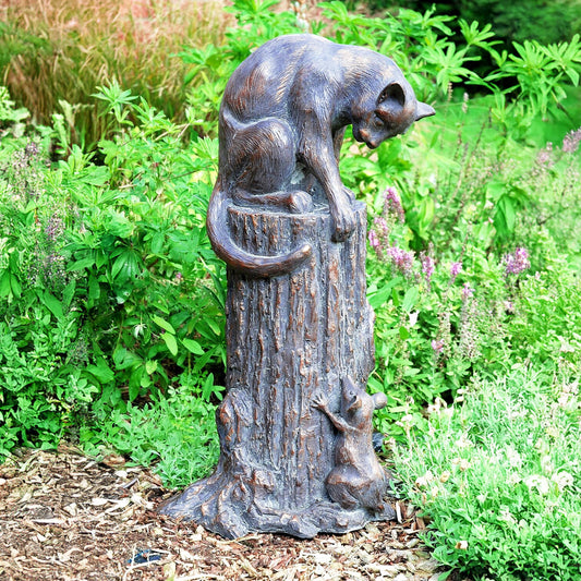 Fergus McArthur Cat & Mouse Aged Verde Statue