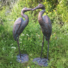 Fergus McArthur Standing Cranes Aged Verde Sculptures
