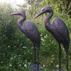 Fergus McArthur Standing Cranes Aged Verde Sculptures