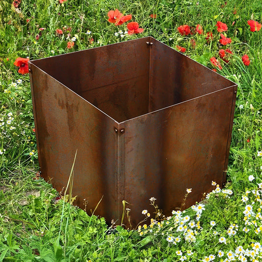 Custom-Size Cubic Rustic Steel Planter - Maximum Size 600mm