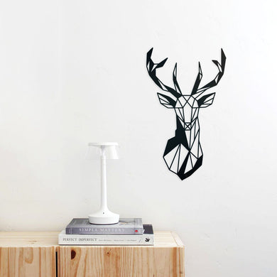 Deer Head Minimalist Geometric Metal Wall Art (50cm) - Indoor Outdoors