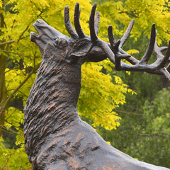 Fergus McArthur Red Deer on Rock Aged Verde Statue