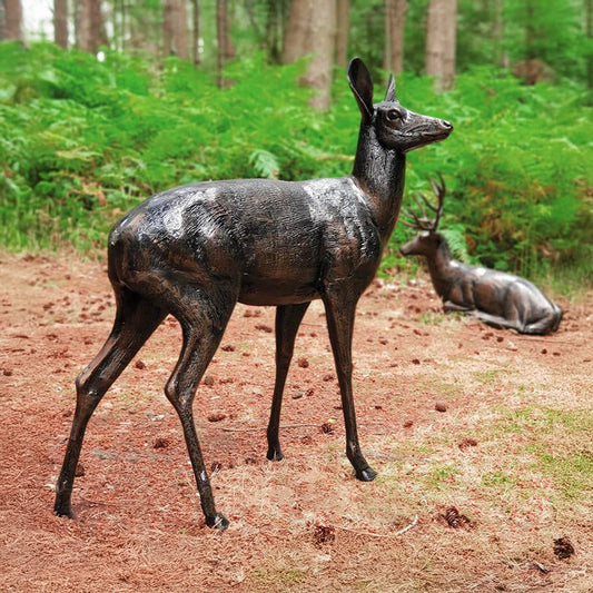Fergus McArthur Standing Doe Deer Bronze Effect Sculpture