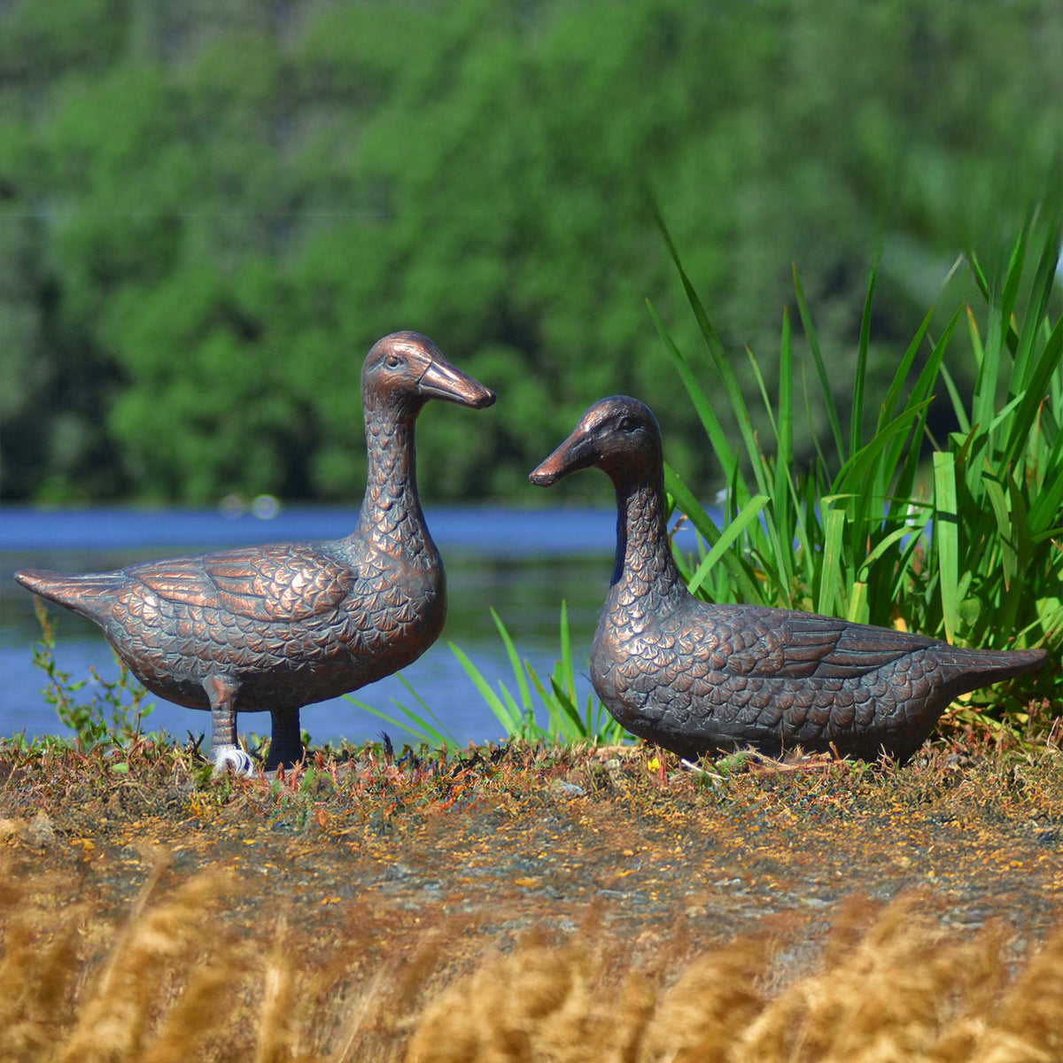 Fergus McArthur Ducks Aged Verde Sculpture Set