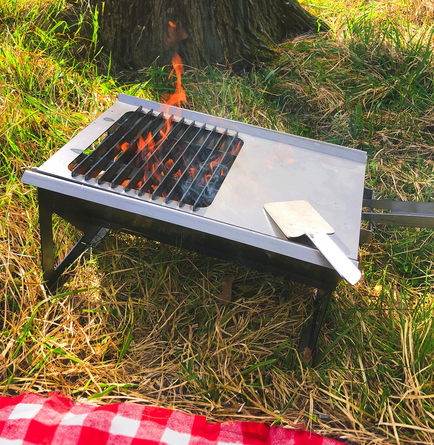 Volcann™ Portable Flatpack Fire Pit BBQ & Cooktop - Indoor Outdoors