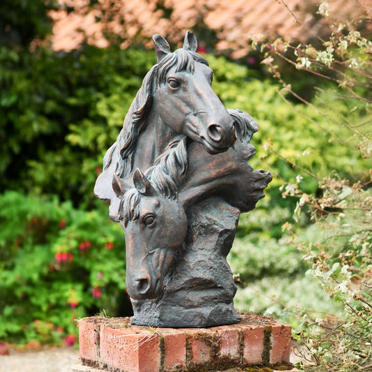 Fergus McArthur Horse Head Aged Verde Statue