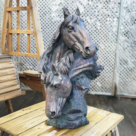 Fergus McArthur Horse Head Aged Verde Statue