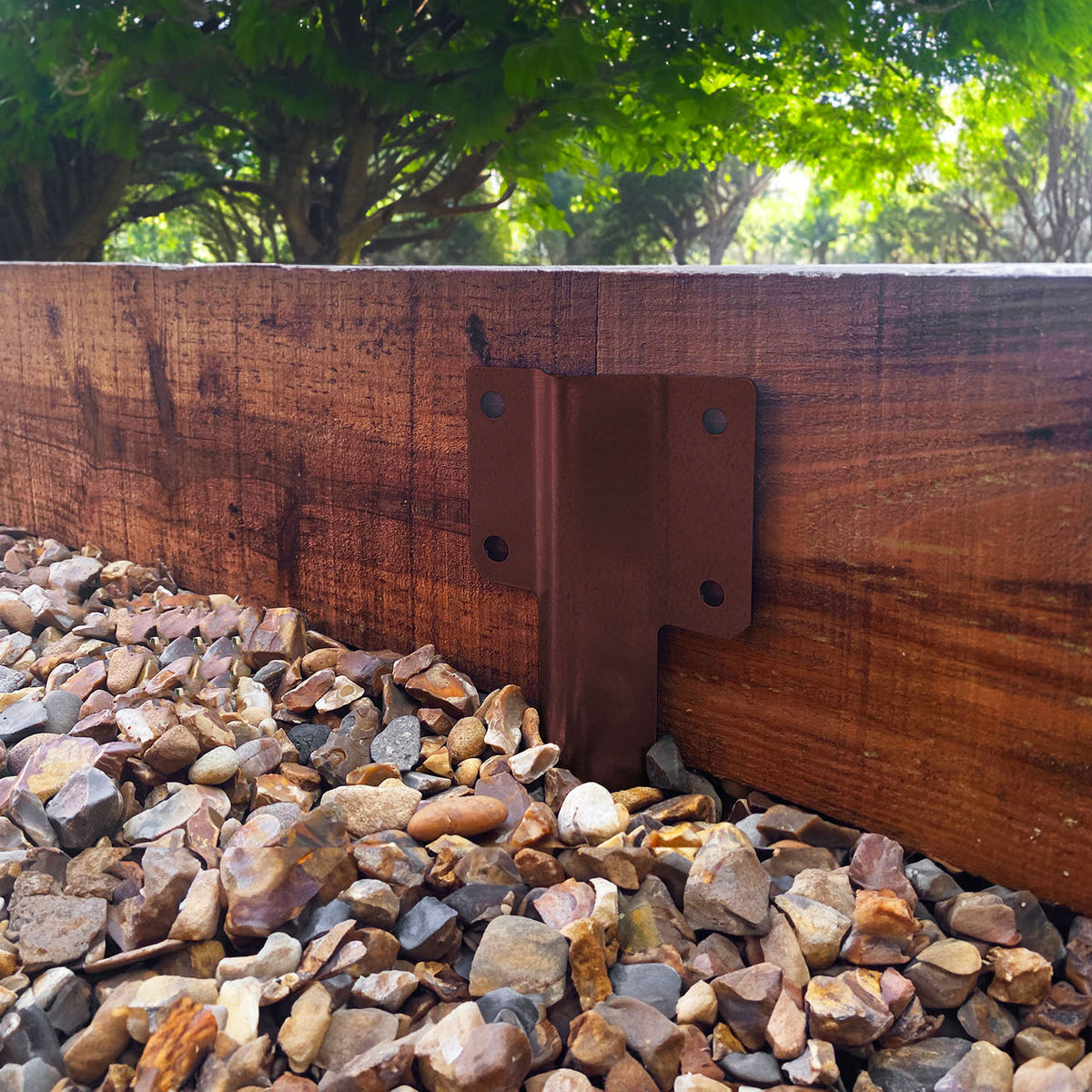 SleeperFit Single Tier Straight Railway Sleeper Bracket with Stake - Suitable for Planters, Raised Beds, Driveway & Path Edging - Indoor Outdoors