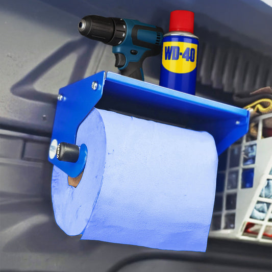 MegaMaxx UK™ Blue Roll Holder & Dispenser with Shelf