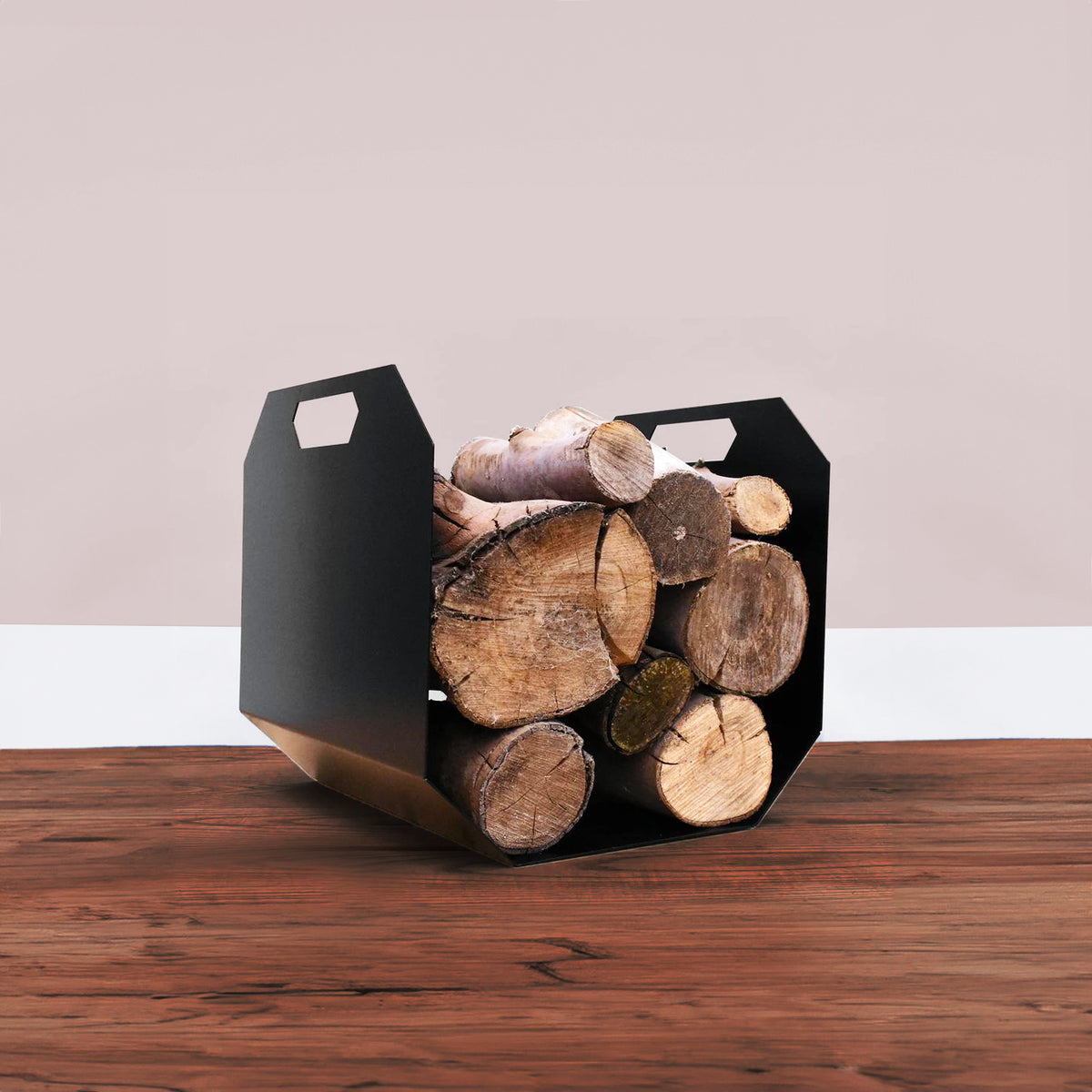 Volcann™ Hexagonal Firewood Log Basket - Indoor Outdoors