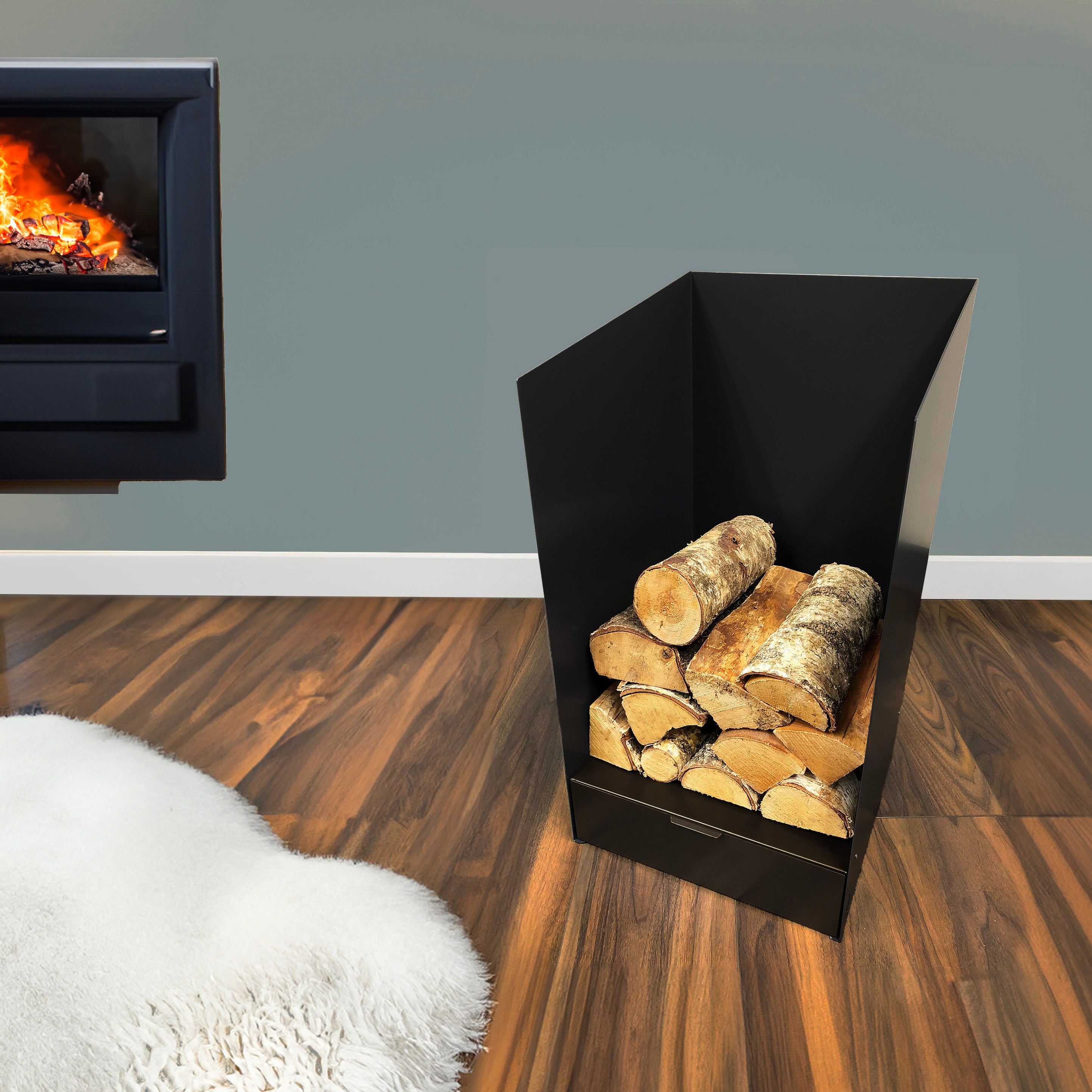 Volcann™ Log Store with Storage Drawer - Indoor Outdoors