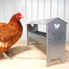 Medium Galvanised Steel Poultry & Chicken Feeder with Roof