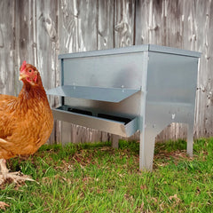 Large Chicken & Poultry Galvanised Feed Hopper With Roof - Indoor Outdoors