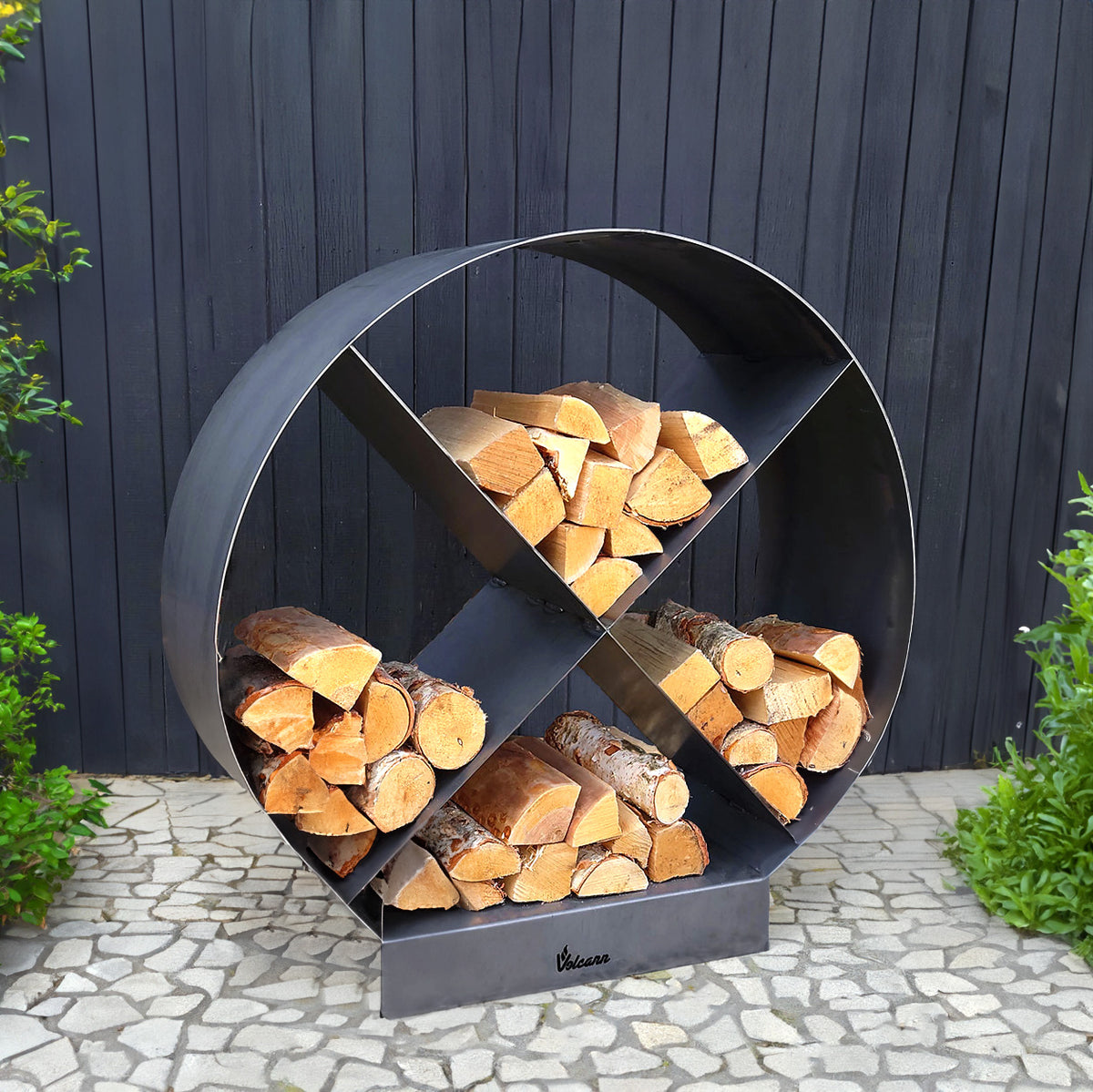 Volcann™ Tall Outdoor Circular Log Store - Indoor Outdoors