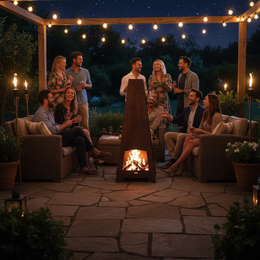 Volcann™ Celsus 1m Tall Rustic Steel Garden & Patio Chiminea