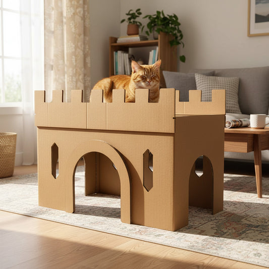 Jake's Farm Yard Indoor Cat Scratch & Play Cardboard Castle Gatehouse
