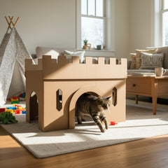 Jake's Farm Yard Indoor Cat Scratch & Play Cardboard Castle Gatehouse