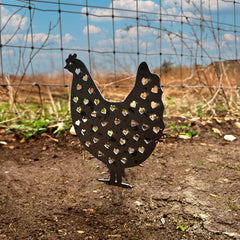 Bellamy Rustic Steel Heart Pattern Chicken Ornaments (Set of 3)