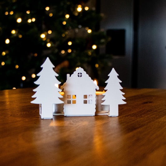 Okunaii™ Log Cabin with Pine Tree Candle Holder