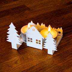 Okunaii™ Log Cabin with Pine Tree Candle Holder