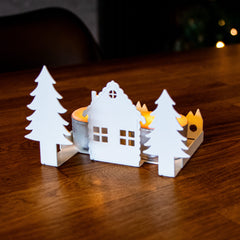 Okunaii™ Log Cabin with Pine Tree Candle Holder