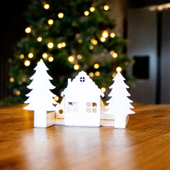Okunaii™ Log Cabin with Pine Tree Candle Holder