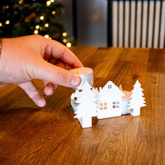 Okunaii™ Log Cabin with Pine Tree Candle Holder