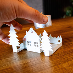 Okunaii™ Log Cabin with Pine Tree Candle Holder