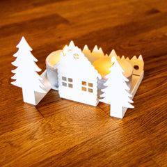 Okunaii™ Log Cabin with Pine Tree Candle Holder