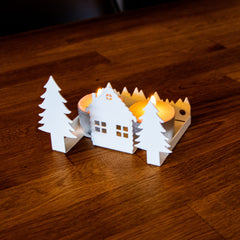 Okunaii™ Log Cabin with Pine Tree Candle Holder