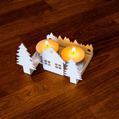 Okunaii™ Log Cabin with Pine Tree Candle Holder