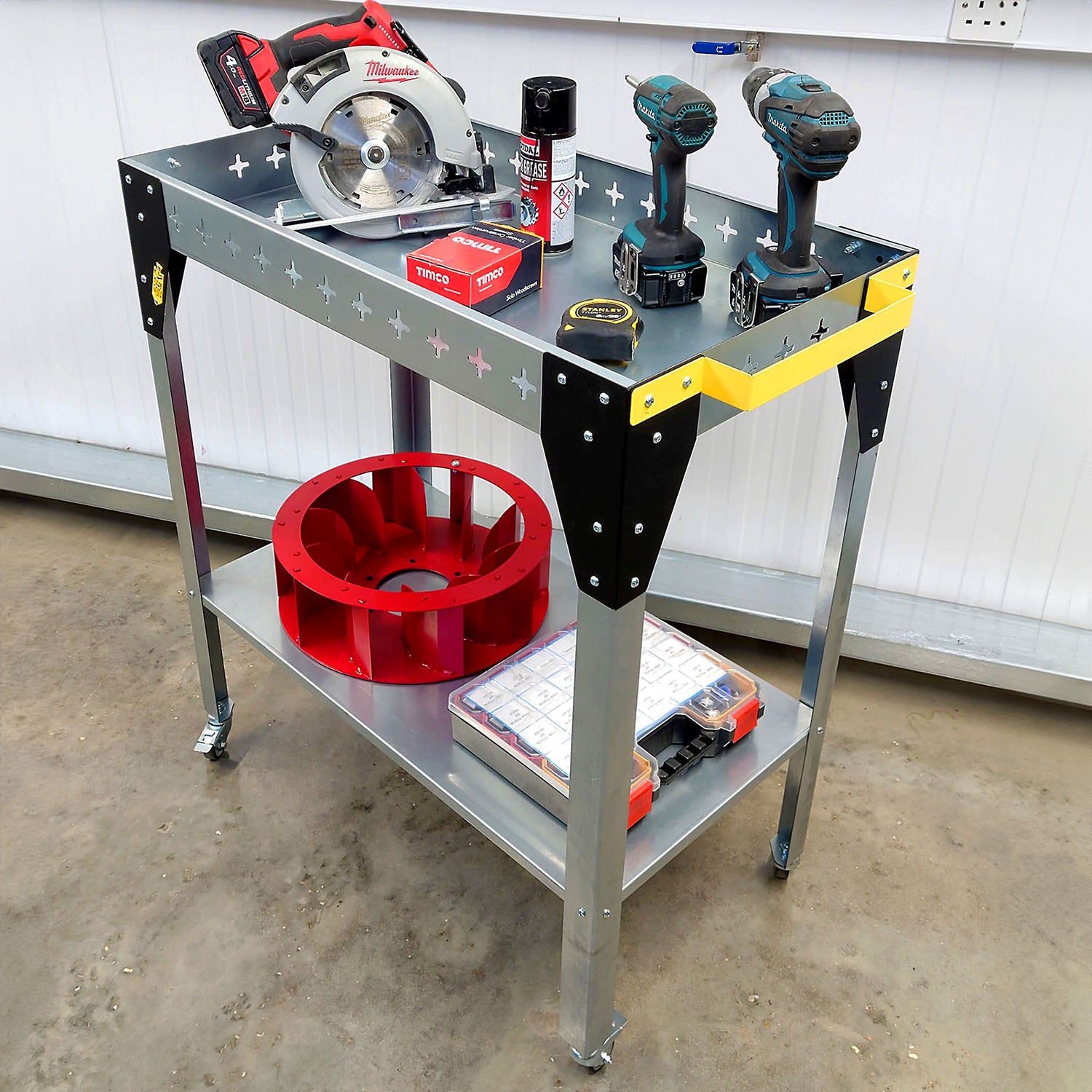 Nukeson Customisable Light Industrial Trolley & Portable Workbench - Tool Wall Compatible - Indoor Outdoors