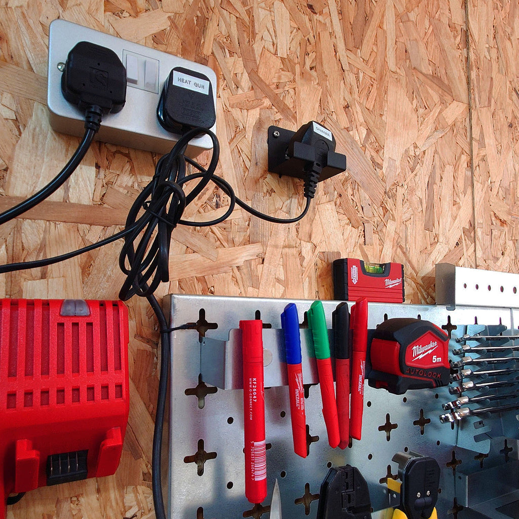 Plug Holder - Easy Wall Mounting - Keep Cables Safely Off Ground