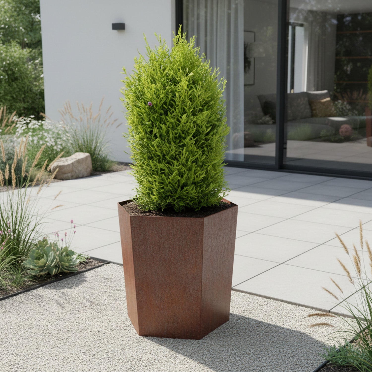 bellamy-hexagon-shaped-rustic-steel-planter