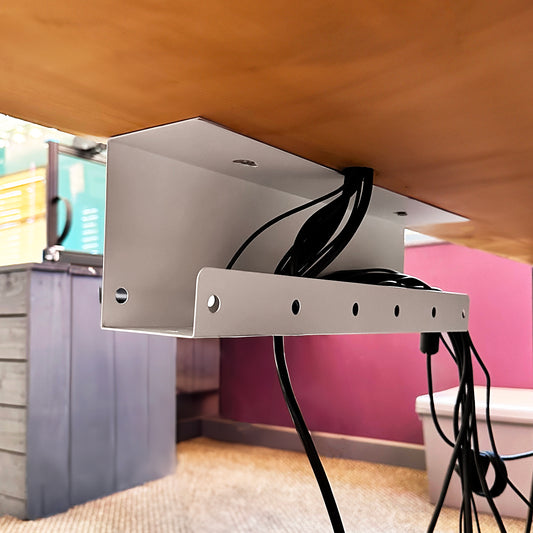 MegaMaxx UK™ Under-Desk Cable Management Tray - Indoor Outdoors