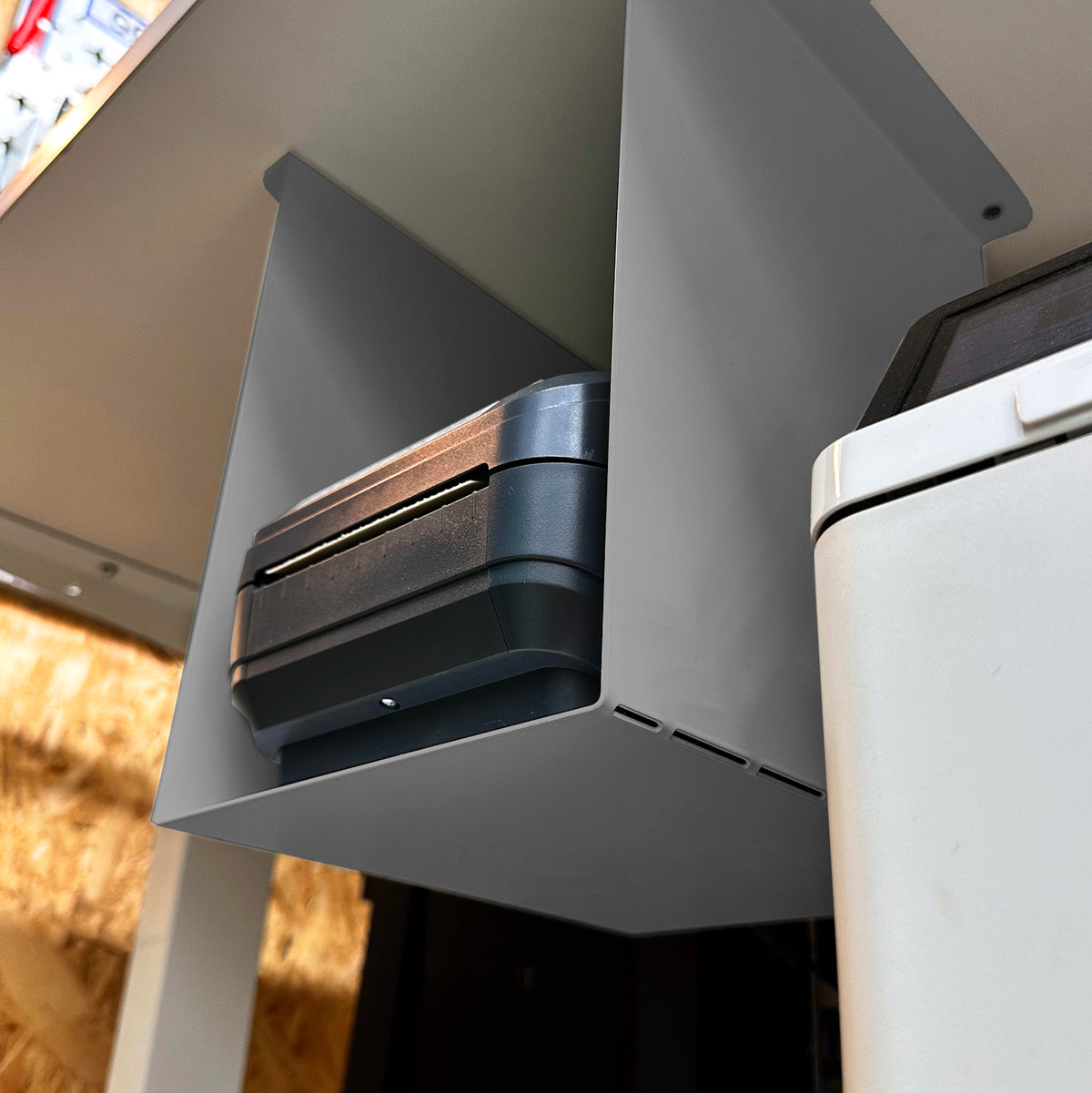 MegaMaxx UK™ Under-Desk Thermal Label Printer Holder Bracket - Indoor Outdoors